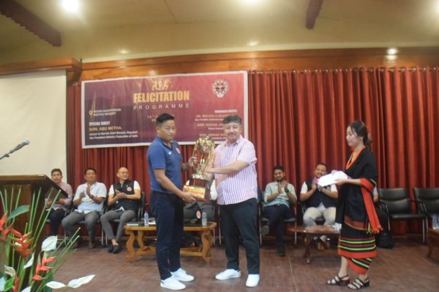 Photo Caption: Nagaland Cricket Association felicitated Nagaland cricket teams at Niathu Resort, Chümoukedima on June 18. (DIPR Photo)